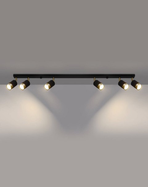 NOWOCZESNA LAMPA, SPOT, CZARNA, ZŁOTA, 6 x GU10 NOWOCZESNA LAMPA, SPOT, CZARNA, ZŁOTA, 6 x GU10