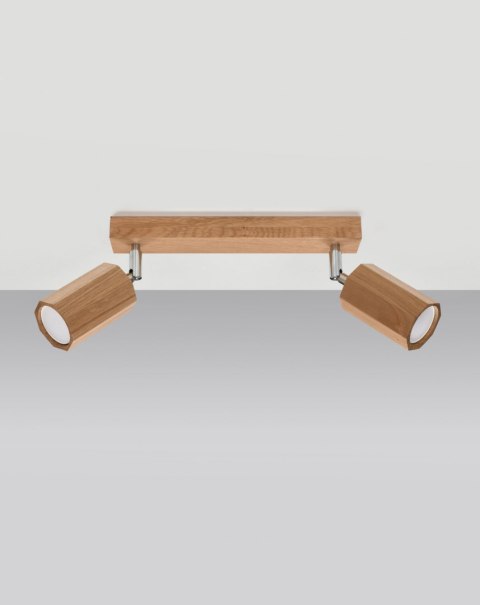 DREWNIANA LAMPA NATURALNA, DĄB, SPOT, 2 x GU10