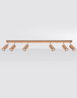 DREWNIANA LAMPA NATURALNA, DĄB, SPOT, 6 x GU10
