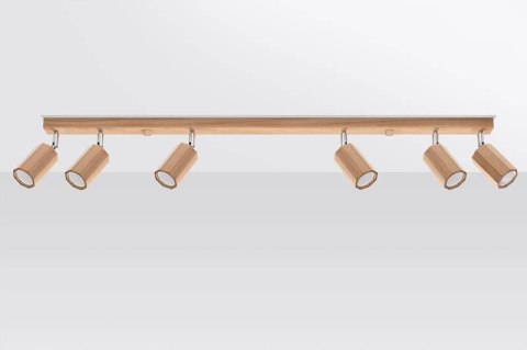 DREWNIANA LAMPA NATURALNA, DĄB, SPOT, 6 x GU10