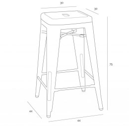 METALOWY HOKER LOFT ARTPRO, INDUSTRIALNY, STOŁEK BAROWY DO KUCHNI, 75 CM