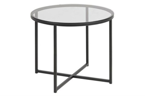 OKRĄGŁY SZKLANY STOLIK DO SALONU, NOWCZESNY, CZARNY METAL, LOFT, 55 CM OKRĄGŁY SZKLANY STOLIK DO SALONU, NOWCZESNY, CZARNY METAL, LOFT, 55 CM