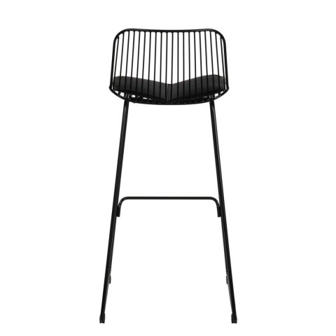 METALOWY CZARNY HOKER Z OPARCIEM, INDUSTRIALNY, LOFT, Z PODUSZKĄ, 75 cm METALOWY CZARNY HOKER Z OPARCIEM, INDUSTRIALNY, LOFT, Z PODUSZKĄ, 75 cm