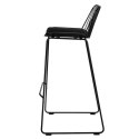 METALOWY CZARNY HOKER Z OPARCIEM, INDUSTRIALNY, LOFT, Z PODUSZKĄ, 75 cm