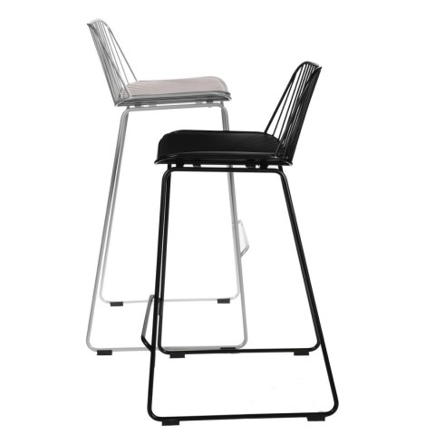 METALOWY CZARNY HOKER Z OPARCIEM, INDUSTRIALNY, LOFT, Z PODUSZKĄ, 75 cm METALOWY CZARNY HOKER Z OPARCIEM, INDUSTRIALNY, LOFT, Z PODUSZKĄ, 75 cm