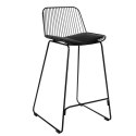 METALOWY CZARNY HOKER Z OPARCIEM, INDUSTRIALNY, LOFT, Z PODUSZKĄ, 66 CM