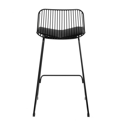 METALOWY CZARNY HOKER Z OPARCIEM, INDUSTRIALNY, LOFT, Z PODUSZKĄ, 66 CM METALOWY CZARNY HOKER Z OPARCIEM, INDUSTRIALNY, LOFT, Z PODUSZKĄ, 66 CM
