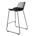 METALOWY CZARNY HOKER Z OPARCIEM, INDUSTRIALNY, LOFT, Z PODUSZKĄ, 66 CM