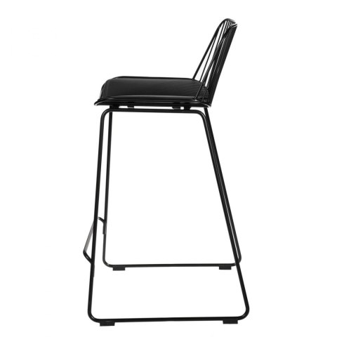 METALOWY CZARNY HOKER Z OPARCIEM, INDUSTRIALNY, LOFT, Z PODUSZKĄ, 66 CM METALOWY CZARNY HOKER Z OPARCIEM, INDUSTRIALNY, LOFT, Z PODUSZKĄ, 66 CM