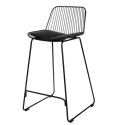 METALOWY CZARNY HOKER Z OPARCIEM, INDUSTRIALNY, LOFT, Z PODUSZKĄ, 66 CM