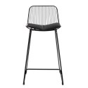 METALOWY CZARNY HOKER Z OPARCIEM, INDUSTRIALNY, LOFT, Z PODUSZKĄ, 66 CM