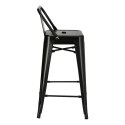CZARNY METALOWY HOKER LOFT ARTPRO Z OPARCIEM, STOŁEK BAROWY DO KUCHNI 67 CM