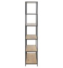 REGAŁ NA KSIĄŻKI DENMARK, DĄB, CZARNY METAL, 6 PÓŁEK, LOFT, DO SALONU