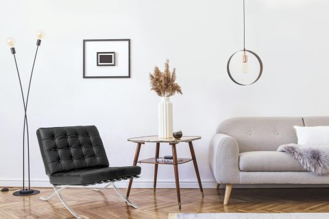 ELEGANCKI FOTEL BARCELONA, CZARNA SKÓRA NATURALNA, CHROMOWANE NOGI ELEGANCKI FOTEL BARCELONA, CZARNA SKÓRA NATURALNA, CHROMOWANE NOGI