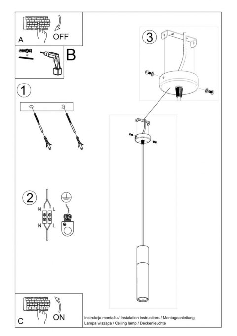 Lampa wisząca BORGIO 1 biały Lampa wisząca BORGIO 1 biały