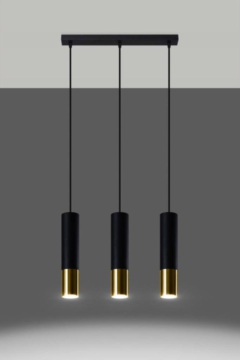 Lampa wisząca LOOPEZ 3L czarny/złoty Lampa wisząca LOOPEZ 3L czarny/złoty