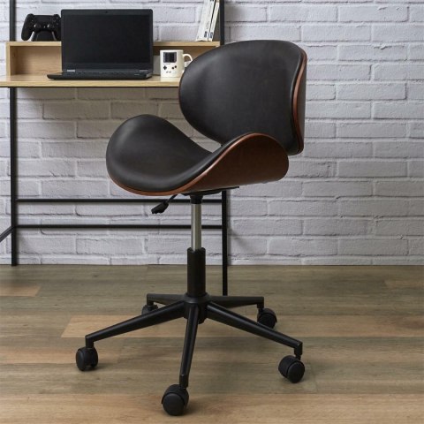 ELEGANCKI FOTEL BIUROWY, DREWNIANY, NATURALNA SKÓRA, METALOWY, NA KÓŁKACH ELEGANCKI FOTEL BIUROWY, DREWNIANY, NATURALNA SKÓRA, METALOWY, NA KÓŁKACH