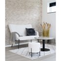 OKRĄGŁA BIAŁA PUFA, BARANEK, CZARNY METAL, ELEGANCKA, DO SALONU, 35 cm