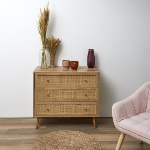 KOMODA BOHO, PLECIONKA, NATURALNA, DO SALONU, 3 SZUFLADY, RATTAN, DĄB KOMODA BOHO, PLECIONKA, NATURALNA, DO SALONU, 3 SZUFLADY, RATTAN, DĄB