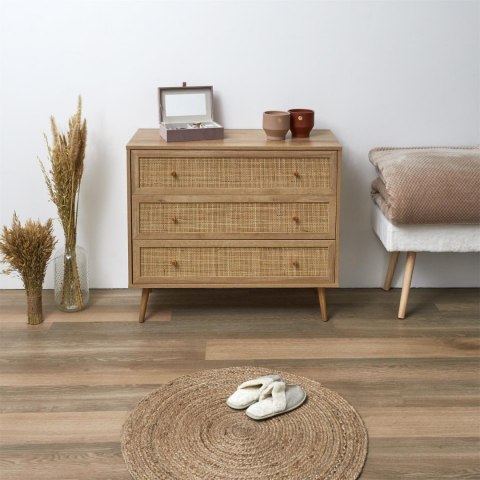 KOMODA BOHO, PLECIONKA, NATURALNA, DO SALONU, 3 SZUFLADY, RATTAN, DĄB KOMODA BOHO, PLECIONKA, NATURALNA, DO SALONU, 3 SZUFLADY, RATTAN, DĄB