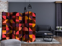 Parawan 5-częściowy - Geometryczna mozaika (czerwony) II