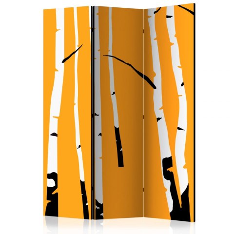 Parawan 3-częściowy - Birches on the orange background Parawan 3-częściowy - Birches on the orange background