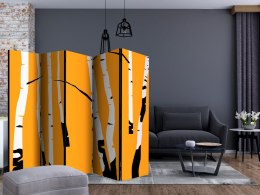 Parawan 5-częściowy - Birches on the orange background II