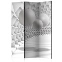 Parawan 3-częściowy - Biały Tunel 3D, Kule