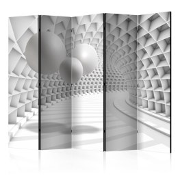 Parawan 5-częściowy - Biały Tunel 3D, Kule