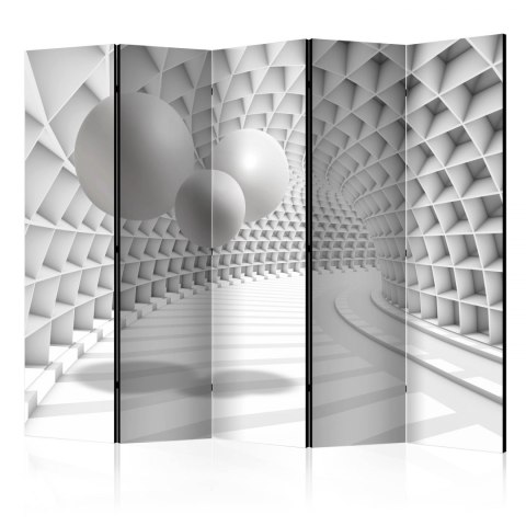Parawan 5-częściowy - Biały Tunel 3D, Kule