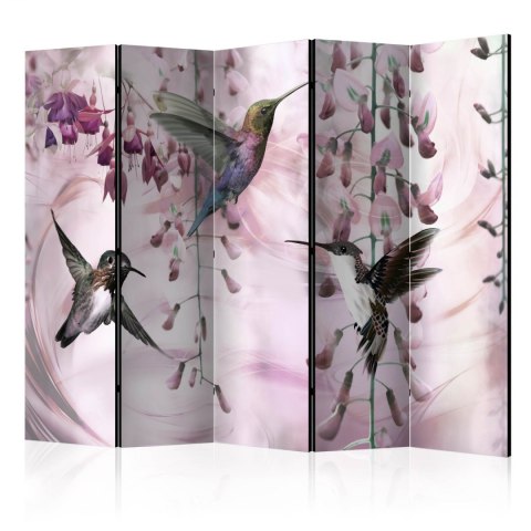 Parawan 5-częściowy - Latające kolibry (różowy) II Parawan 5-częściowy - Latające kolibry (różowy) II