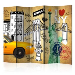 Parawan 5-częściowy - One way - New York II