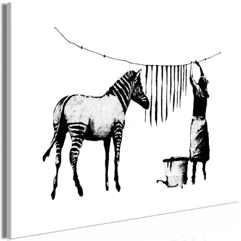 Obraz - Biały, Zebra, Banksy Obraz - Biały, Zebra, Banksy
