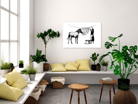 Obraz - Biały, Zebra, Banksy Obraz - Biały, Zebra, Banksy