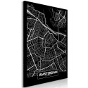 Obraz - Ciemna mapa Amsterdamu pionowy
