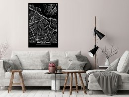 Obraz - Ciemna mapa Amsterdamu pionowy
