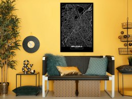Obraz - Ciemna mapa Brukseli pionowy