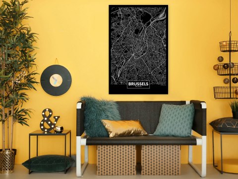 Obraz - Ciemna mapa Brukseli pionowy Obraz - Ciemna mapa Brukseli pionowy