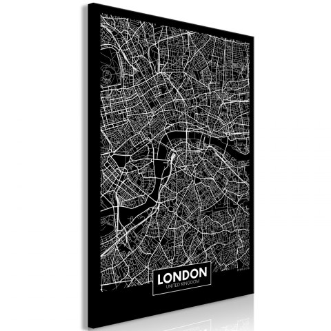 Obraz - Ciemna mapa Londynu pionowy