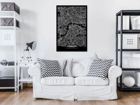 Obraz - Ciemna mapa Londynu pionowy Obraz - Ciemna mapa Londynu pionowy