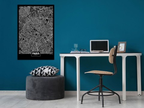 Obraz - Ciemna mapa Paryża pionowy Obraz - Ciemna mapa Paryża pionowy