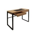 INDUSTRIALNE BIURKO LOFT, CZARNY METAL, MDF, DĄB, Z SZUFLADĄ, 100 CM
