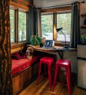 METALOWY HOKER LOFT ARTPRO - CZERWONY, INDUSTRIALNY STOŁEK BAROWY