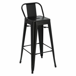 CZARNY METALOWY HOKER LOFT ARTPRO Z OPARCIEM, STOŁEK BAROWY DO KUCHNI 75 CM