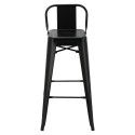 CZARNY METALOWY HOKER LOFT ARTPRO Z OPARCIEM, STOŁEK BAROWY DO KUCHNI 75 CM