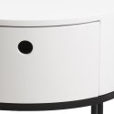 NOWOCZESNA BIAŁA SZAFKA NOCNA, OKRĄGŁA, SZUFLADA, METALOWA PODSTAWA, 40 CM