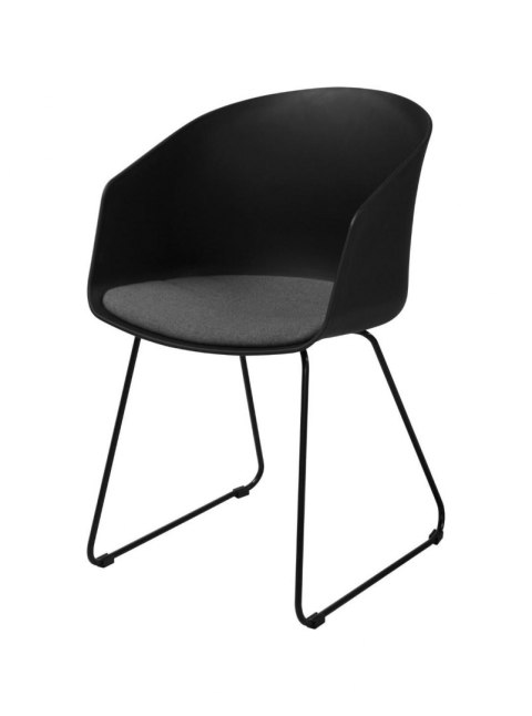 CZARNE KRZESŁO LOFT, SZARA PODUSZKA, PŁOZY, METAL, NOWOCZESNE, DO JADALNI CZARNE KRZESŁO LOFT, SZARA PODUSZKA, PŁOZY, METAL, NOWOCZESNE, DO JADALNI