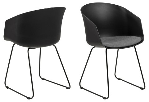 CZARNE KRZESŁO LOFT, SZARA PODUSZKA, PŁOZY, METAL, NOWOCZESNE, DO JADALNI CZARNE KRZESŁO LOFT, SZARA PODUSZKA, PŁOZY, METAL, NOWOCZESNE, DO JADALNI