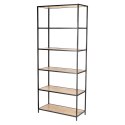 REGAŁ DENMARK, DĄB, 6 PÓŁEK, CZARNY METAL, LOFT, INDUSTRIALNY, 185 CM