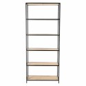 REGAŁ DENMARK, DĄB, 6 PÓŁEK, CZARNY METAL, LOFT, INDUSTRIALNY, 185 CM